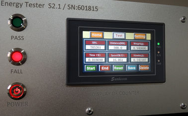 O verificador da energia cinética do controle do tela táctil do equipamento de testes dos brinquedos com distância do sensor seleciona 10/30cm